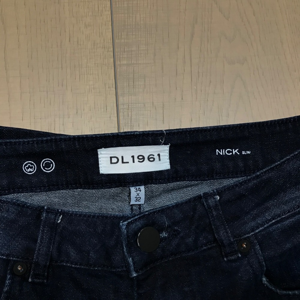 DL1961 Jeans Mens Size 34 X‎ 32 Actual 34X28 Dark Blue Nick Slim Bayou Preppy - Picture 4 of 13